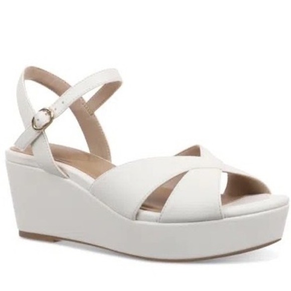 Giani Bernini Shoes - Giani Bernini Jayleen White Linen Platform Wedge Sandals Womens Sz 7.5M NEW